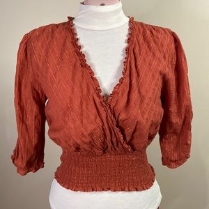 Express Crop top | size L Rust & Gold EUC